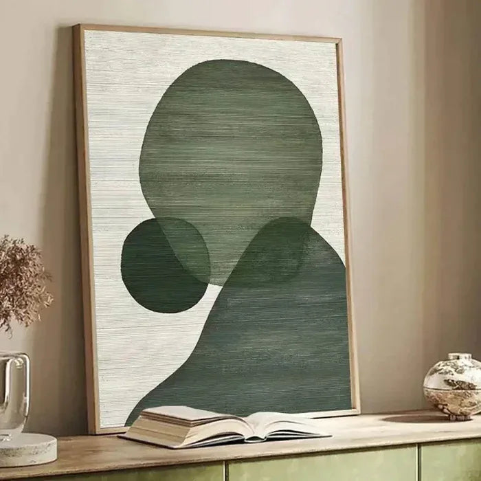 Abstract Tranquility Art Painting-Modern Minimalist Green Geometric Abstract Wall Art - artextured