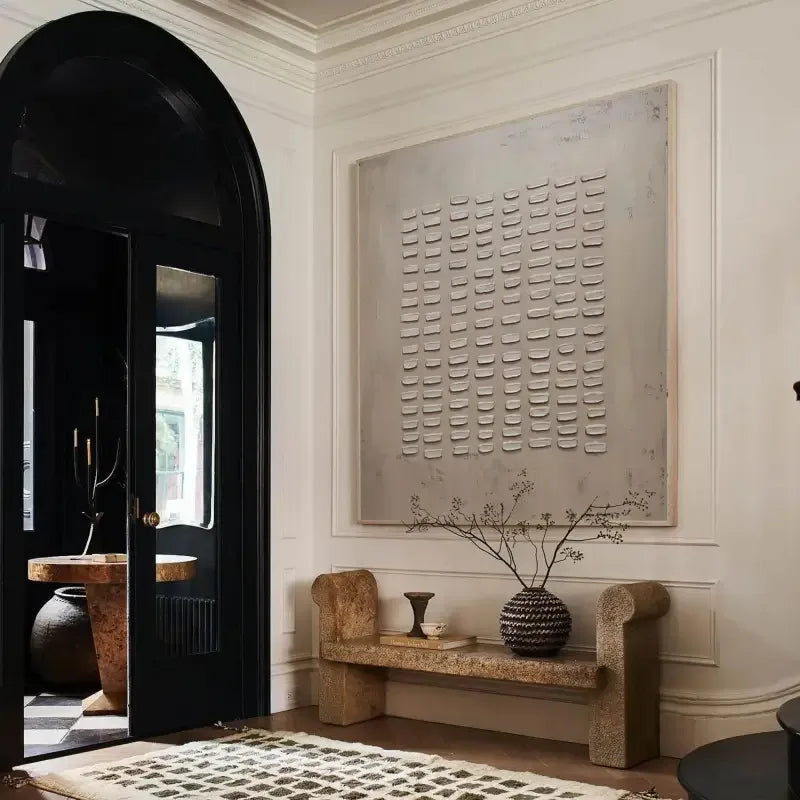 Rhythmic Tranquility -Wabi Sabi Geometric Relief Texture Wall Art - artextured