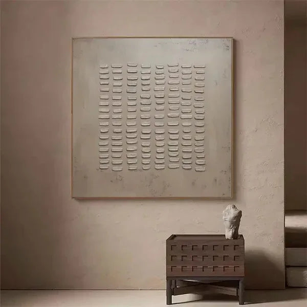 Rhythmic Tranquility -Wabi Sabi Geometric Relief Texture Wall Art - artextured