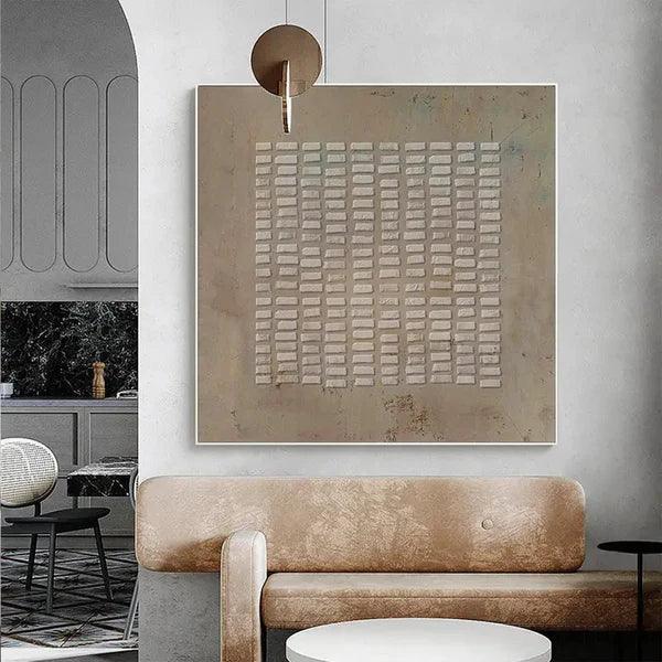 Rhythmic Tranquility -Wabi Sabi Geometric Relief Texture Wall Art - artextured