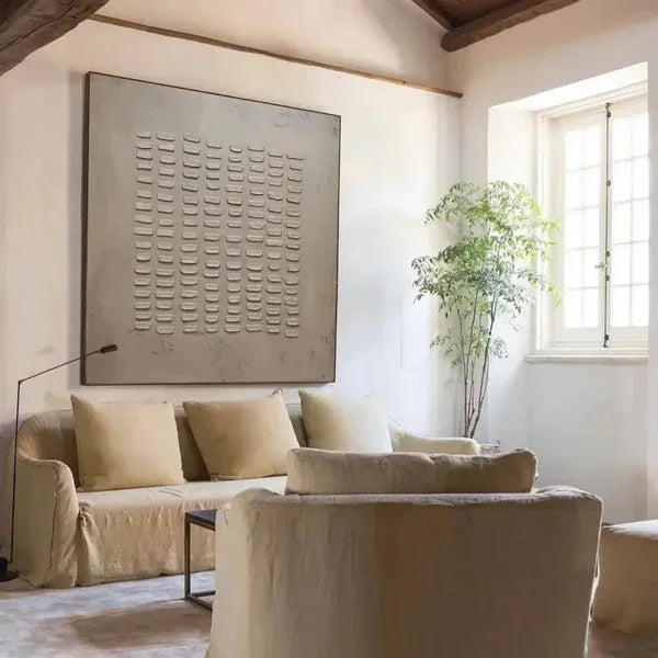 Rhythmic Tranquility -Wabi Sabi Geometric Relief Texture Wall Art - artextured