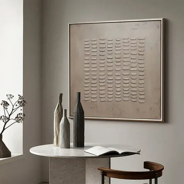 Rhythmic Tranquility -Wabi Sabi Geometric Relief Texture Wall Art - artextured