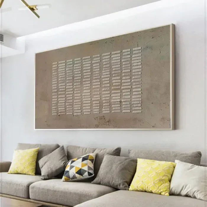 Textured Symmetry Panel-Minimalist Wabi Sabi Style Geometric Relief Abstract Wall Art - artextured