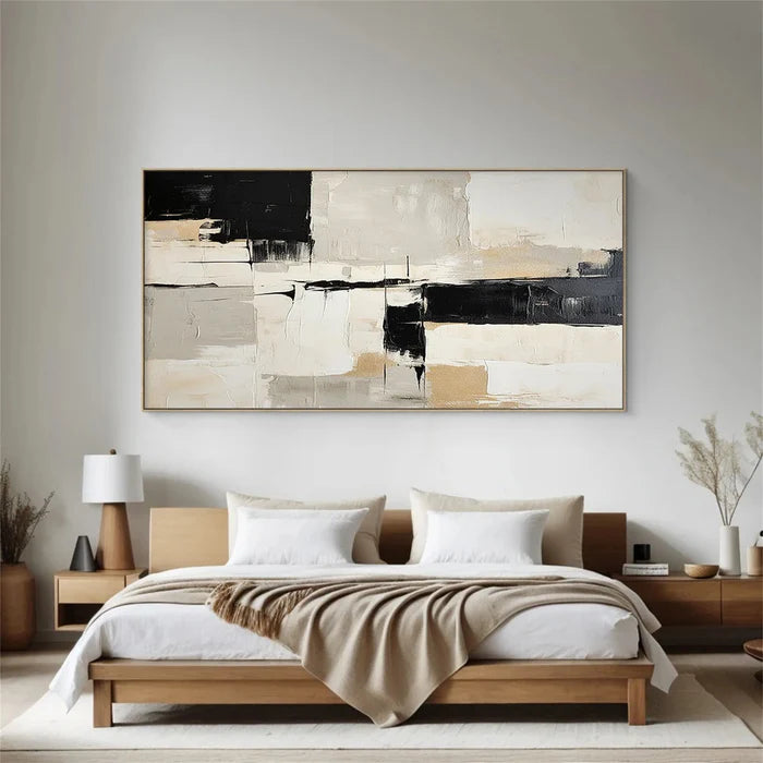 Textured Black Gold Art-Abstract Black and White Minimalist Wall Art