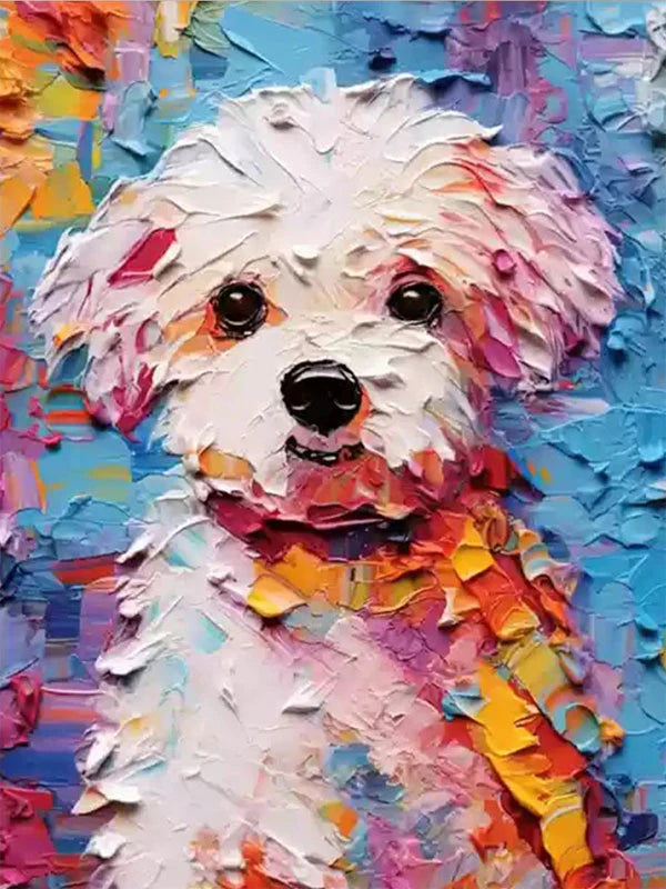 Cheerful Pup – Textured Dog Canvas Art#AB0519024