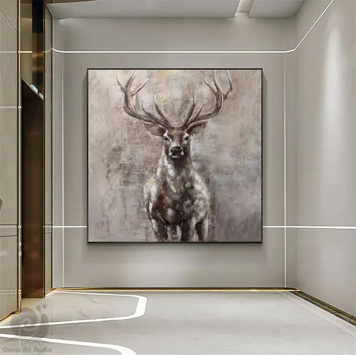 Abstract Deer Wall Art – Modern Minimalist Canvas Painting#AB051804