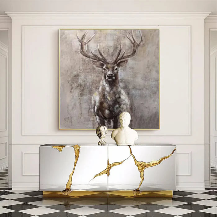 Abstract Deer Wall Art – Modern Minimalist Canvas Painting#AB051804