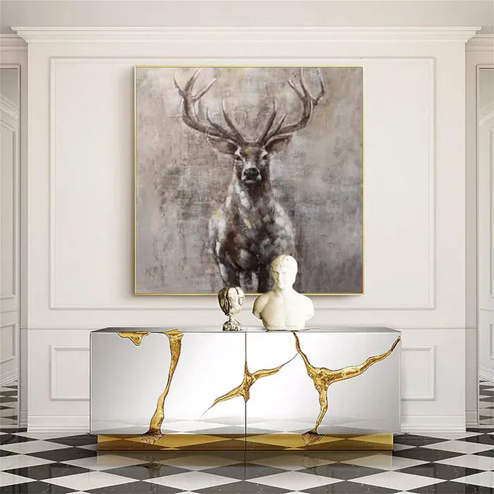 Abstract Deer Wall Art – Modern Minimalist Canvas Painting#AB051804