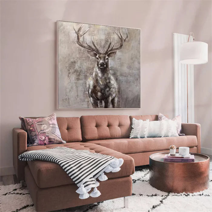 Abstract Deer Wall Art – Modern Minimalist Canvas Painting#AB051804