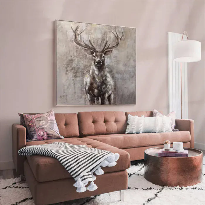 Abstract Deer Wall Art – Modern Minimalist Canvas Painting#AB051804
