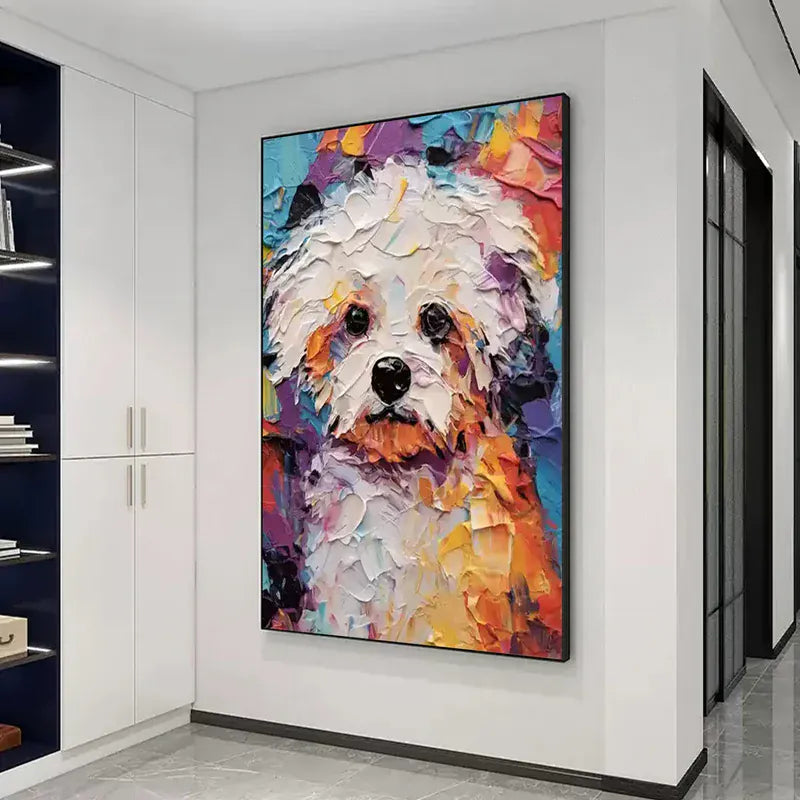 Colorful Pup – Textured Dog Canvas Art#AB0519005