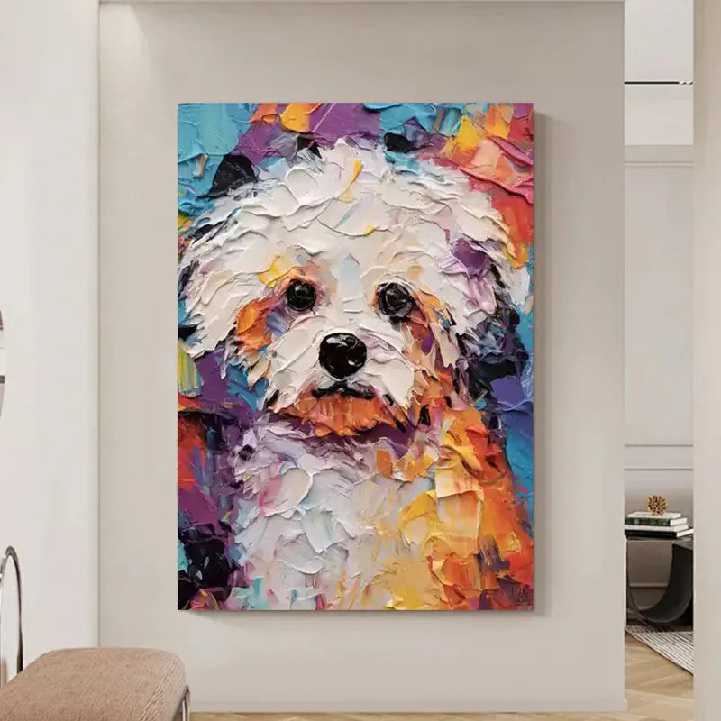 Colorful Pup – Textured Dog Canvas Art#AB0519005