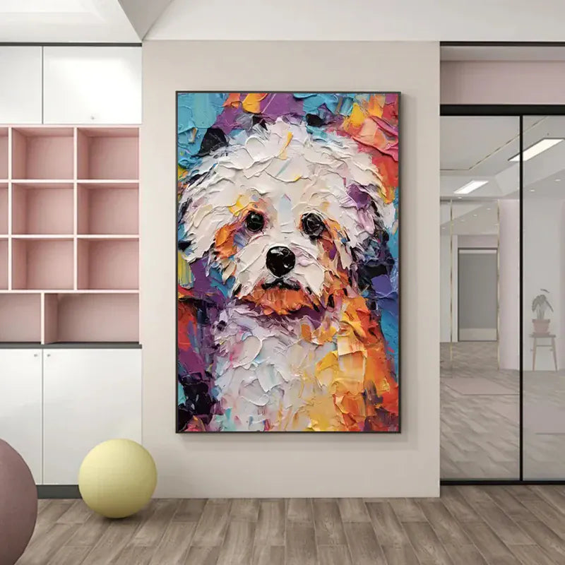Colorful Pup – Textured Dog Canvas Art#AB0519005