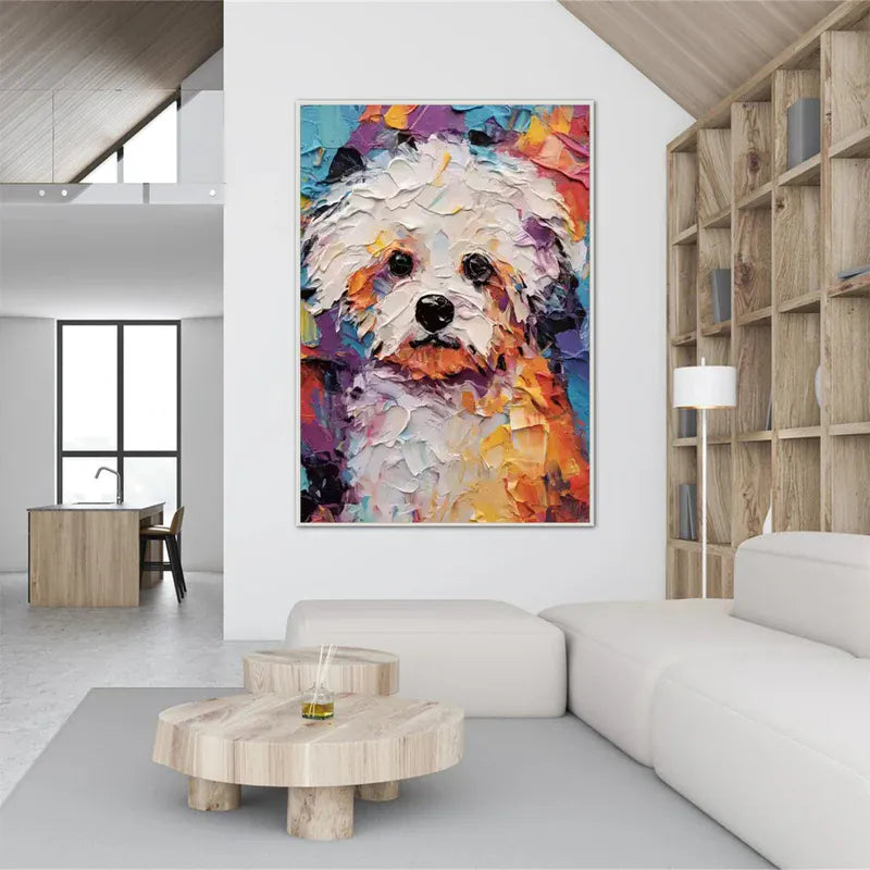 Colorful Pup – Textured Dog Canvas Art#AB0519005
