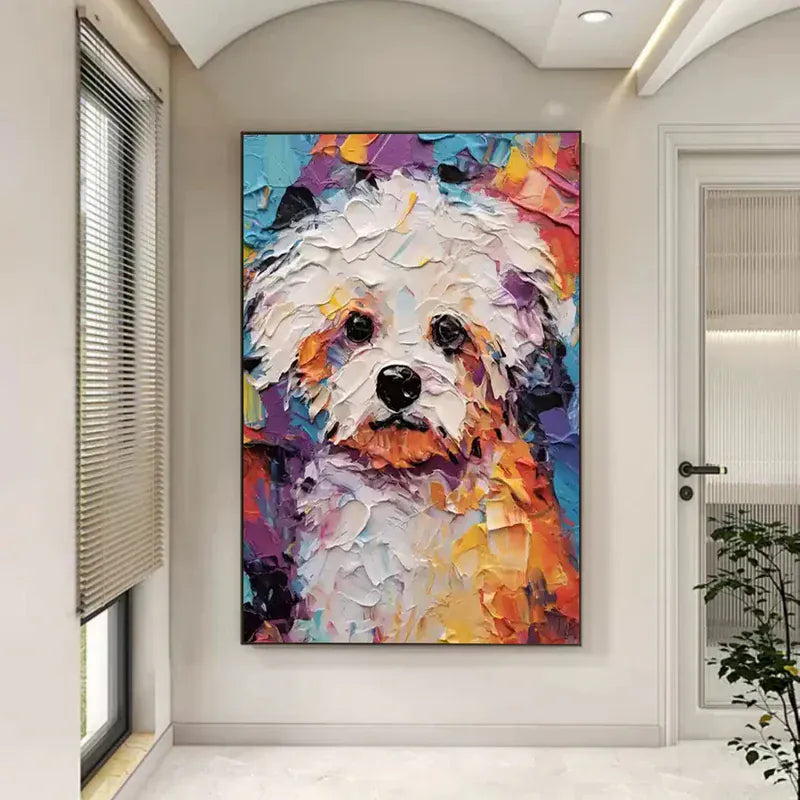 Colorful Pup – Textured Dog Canvas Art#AB0519005
