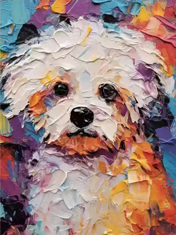 Colorful Pup – Textured Dog Canvas Art#AB0519005