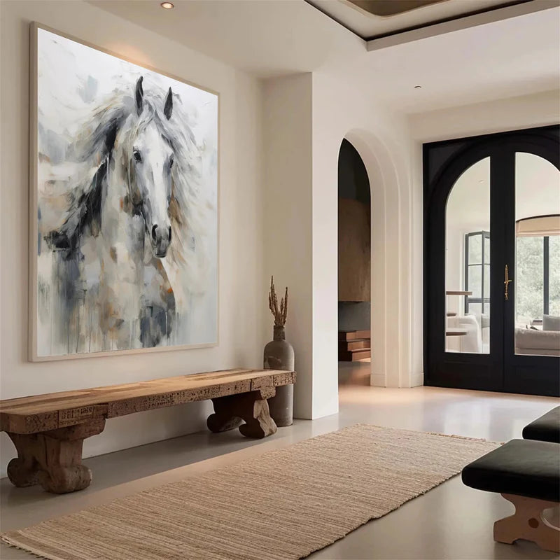 Wind Whisper – Realistic White Horse Canvas#AB0519020