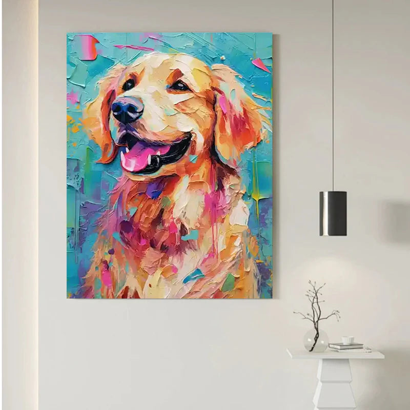 Golden Joy – Textured Dog Canvas Art#AB0519021