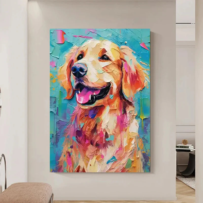 Golden Joy – Textured Dog Canvas Art#AB0519021