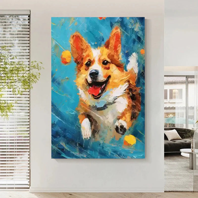 Cheerful Pup – Textured Dog Canvas Art#AB0519022