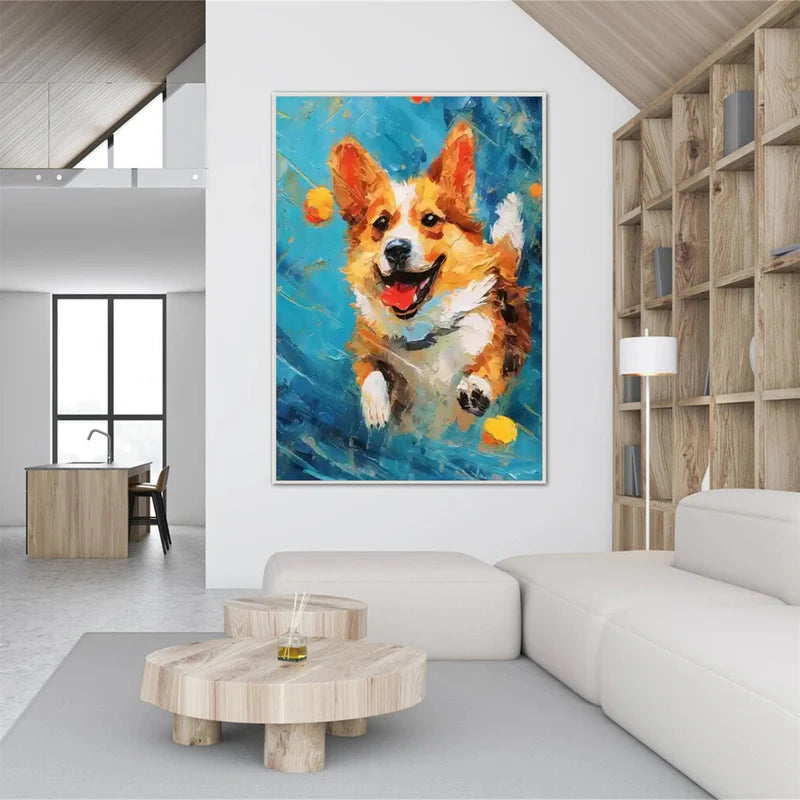 Cheerful Pup – Textured Dog Canvas Art#AB0519022