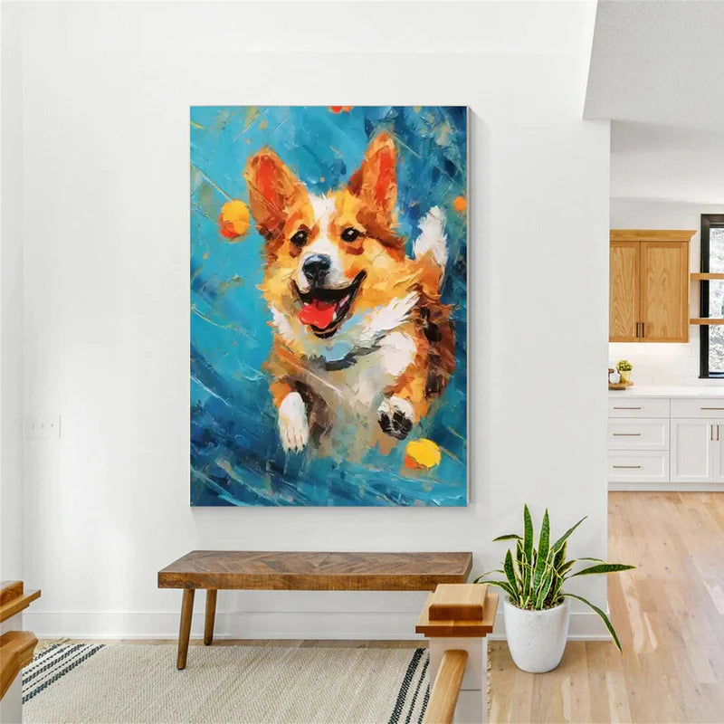 Cheerful Pup – Textured Dog Canvas Art#AB0519022