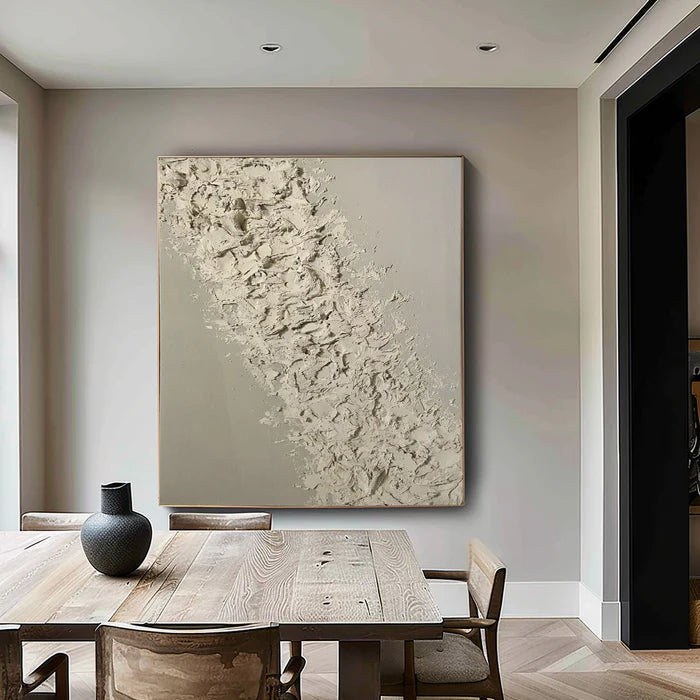 Beige Textured Oil Painting - Modern Minimalist Abstract Wall Art