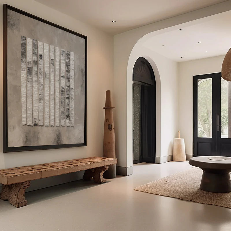 Textured Geometric Stripes-Textured Minimalist Vertical Stripes Wall Art