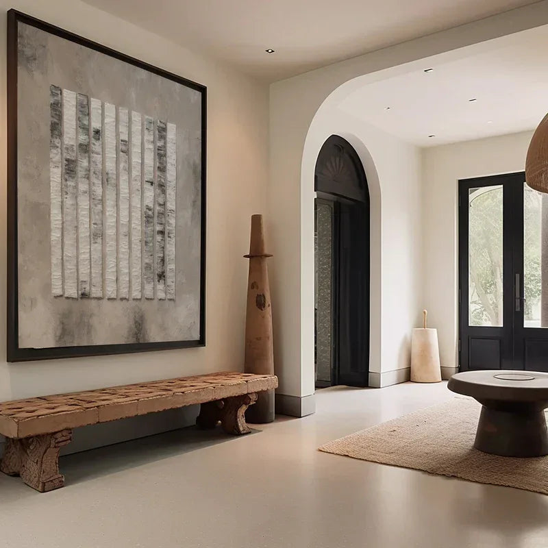 Textured Geometric Stripes-Textured Minimalist Vertical Stripes Wall Art - artextured