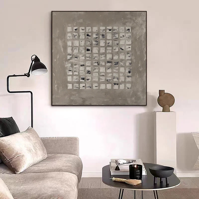 Minimalist Textured Abstract Grid Wall Art