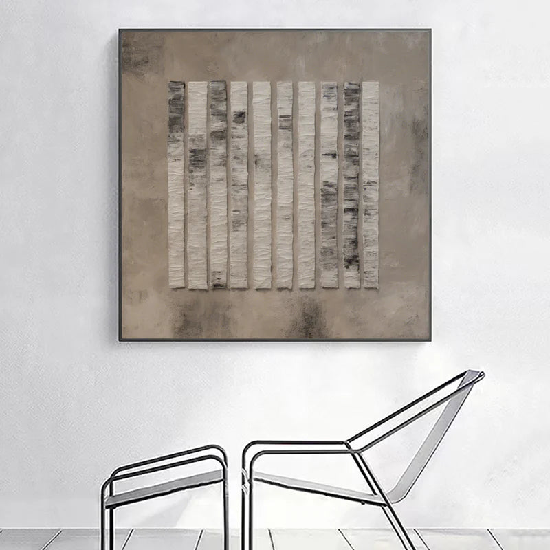 Textured Geometric Stripes-Textured Minimalist Vertical Stripes Wall Art