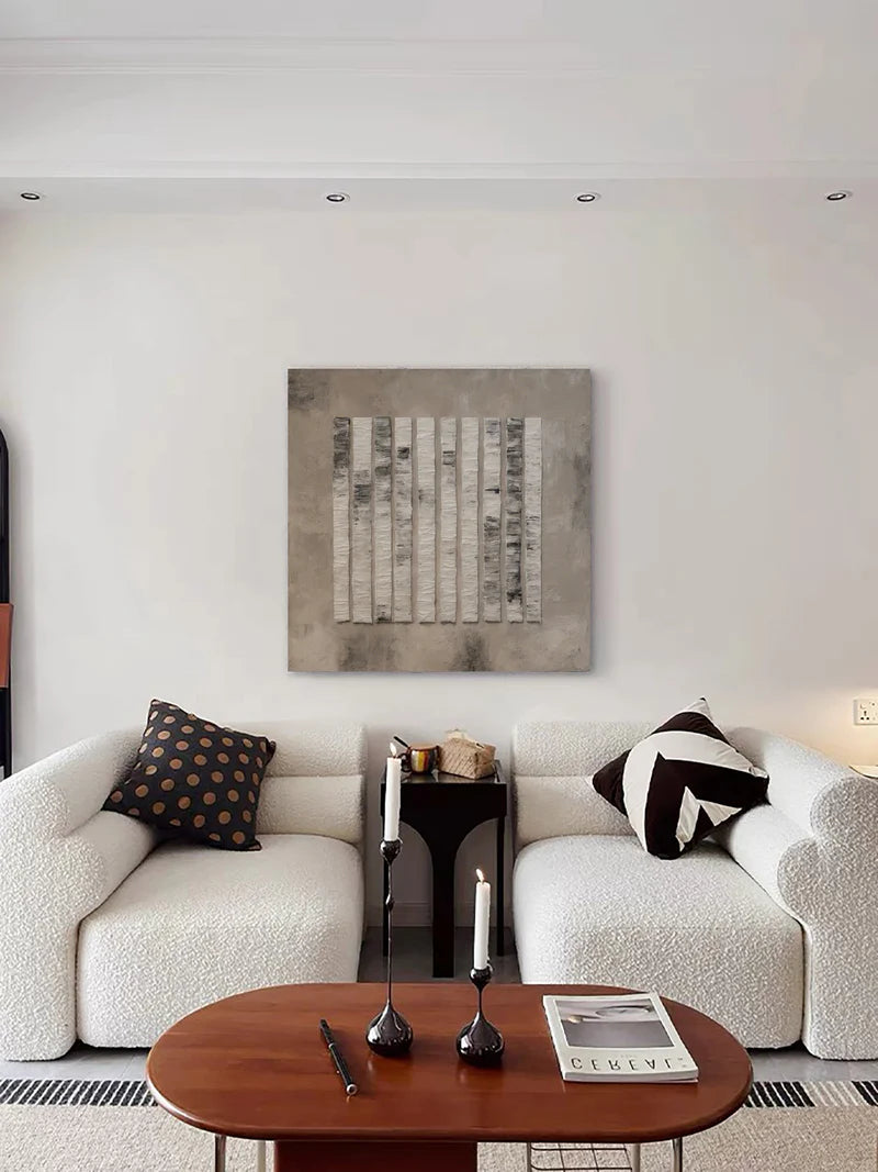 Textured Geometric Stripes-Textured Minimalist Vertical Stripes Wall Art