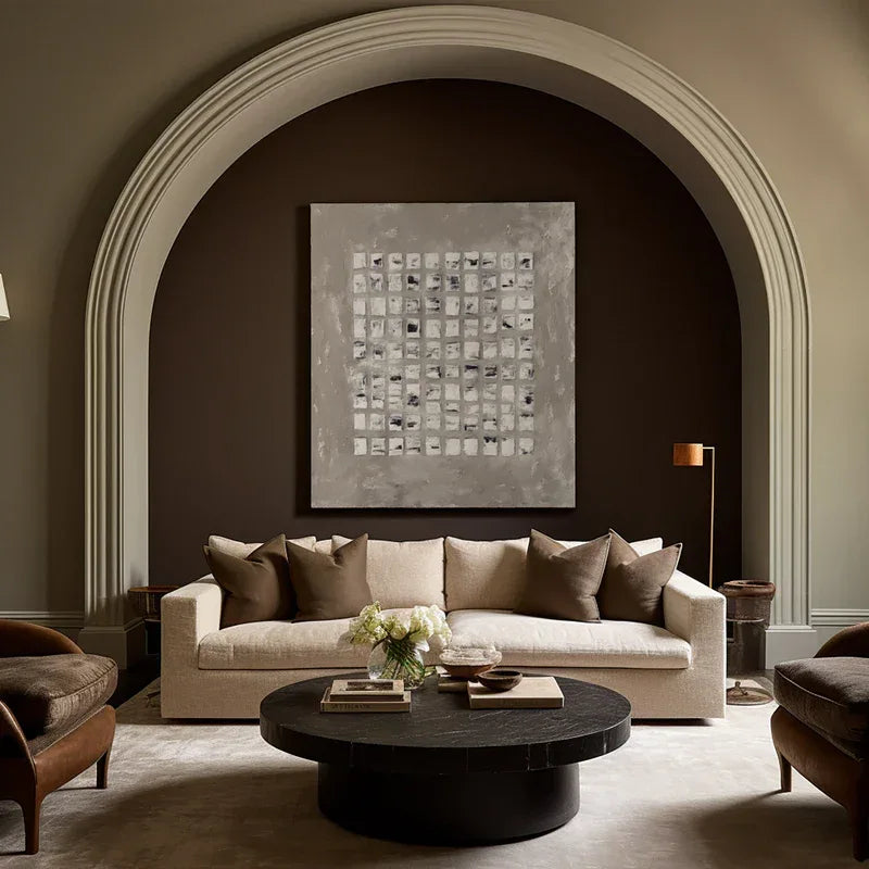 Geometric Grid Art-Minimalist Textured Abstract Grid Wall Art - artextured