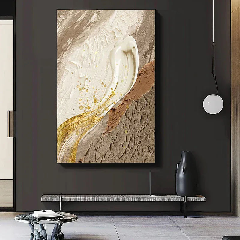 Golden Flow Textured Canvas-Vertical Golden Flow Earth Texture Wall Art - artextured