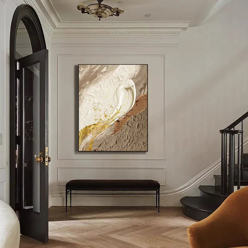 Golden Flow Textured Canvas-Vertical Golden Flow Earth Texture Wall Art - artextured