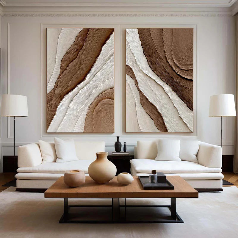 Earth Layers Textured Diptych