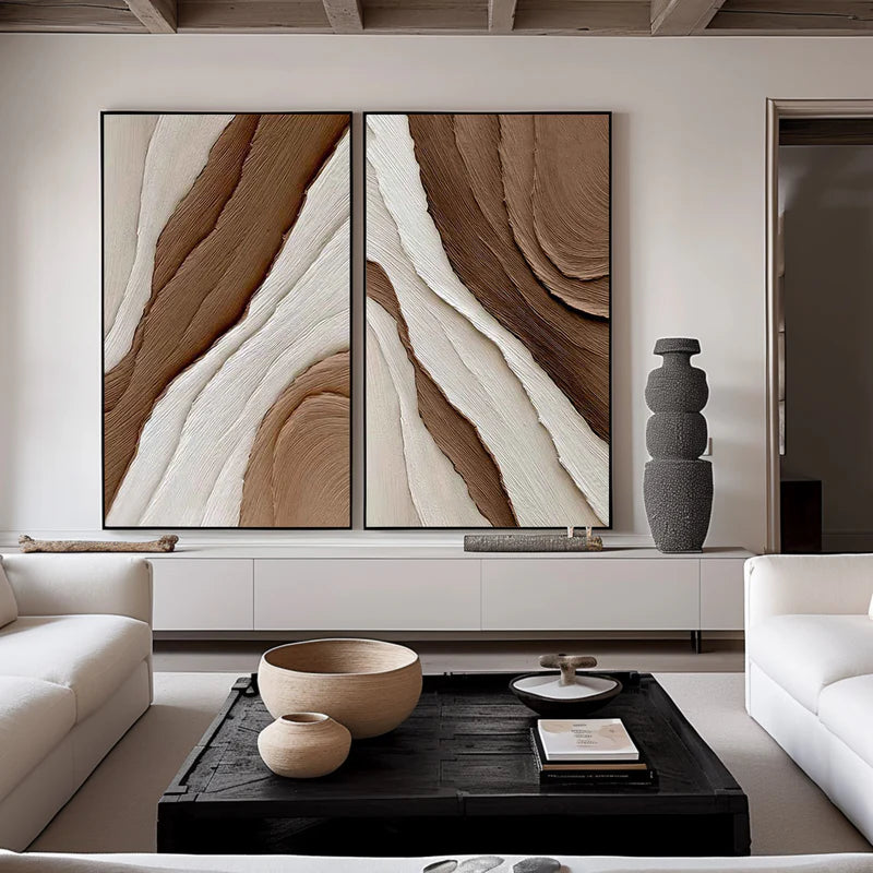 Earth Layers Textured Diptych