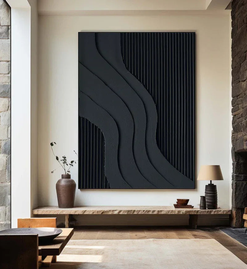 Curved Geometry - Modern Minimalist Flowing Curved Texture Geometric Wall Art - artextured