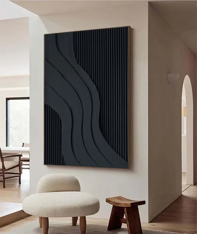 Curved Geometry - Modern Minimalist Flowing Curved Texture Geometric Wall Art - artextured
