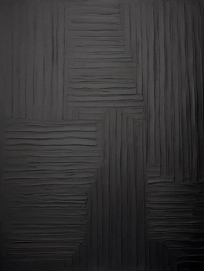 Linear Elegance - Hand Drawn Minimalist Pure Black Texture Abstract Wall Art - artextured