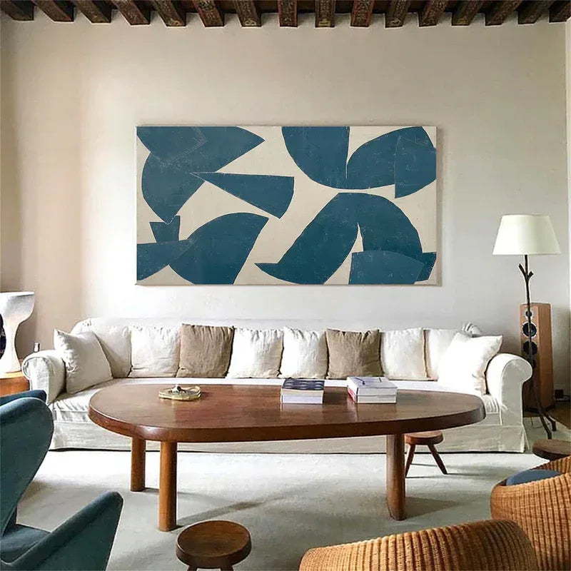 Blue Fold Rhythm-Modern Minimalist Abstract Geometric Wall Art - artextured