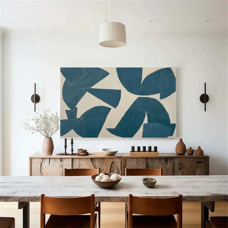 Blue Fold Rhythm-Modern Minimalist Abstract Geometric Wall Art - artextured