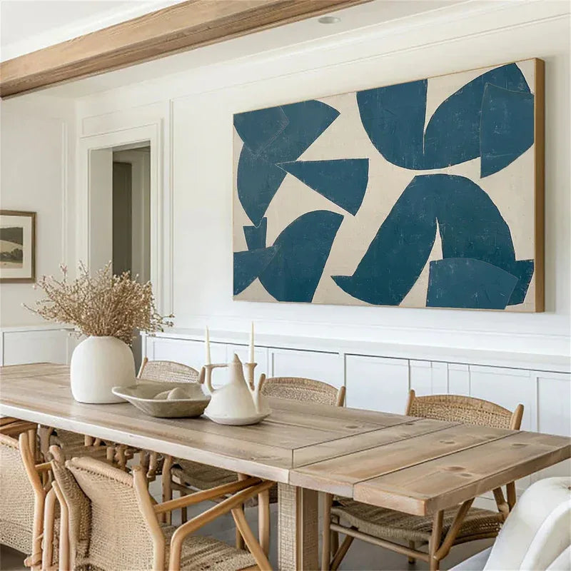 Blue Fold Rhythm-Modern Minimalist Abstract Geometric Wall Art - artextured