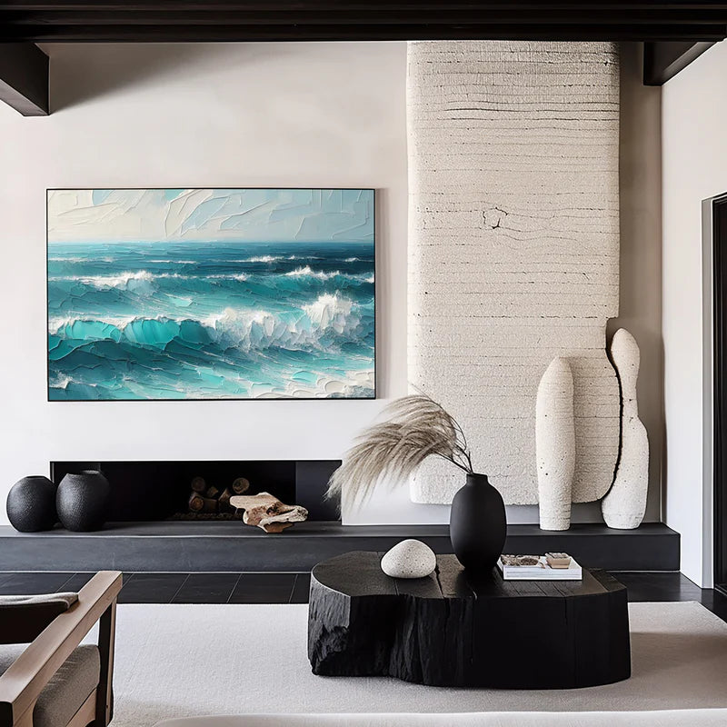 Azure Symphony - Abstract Ocean Wave Painting