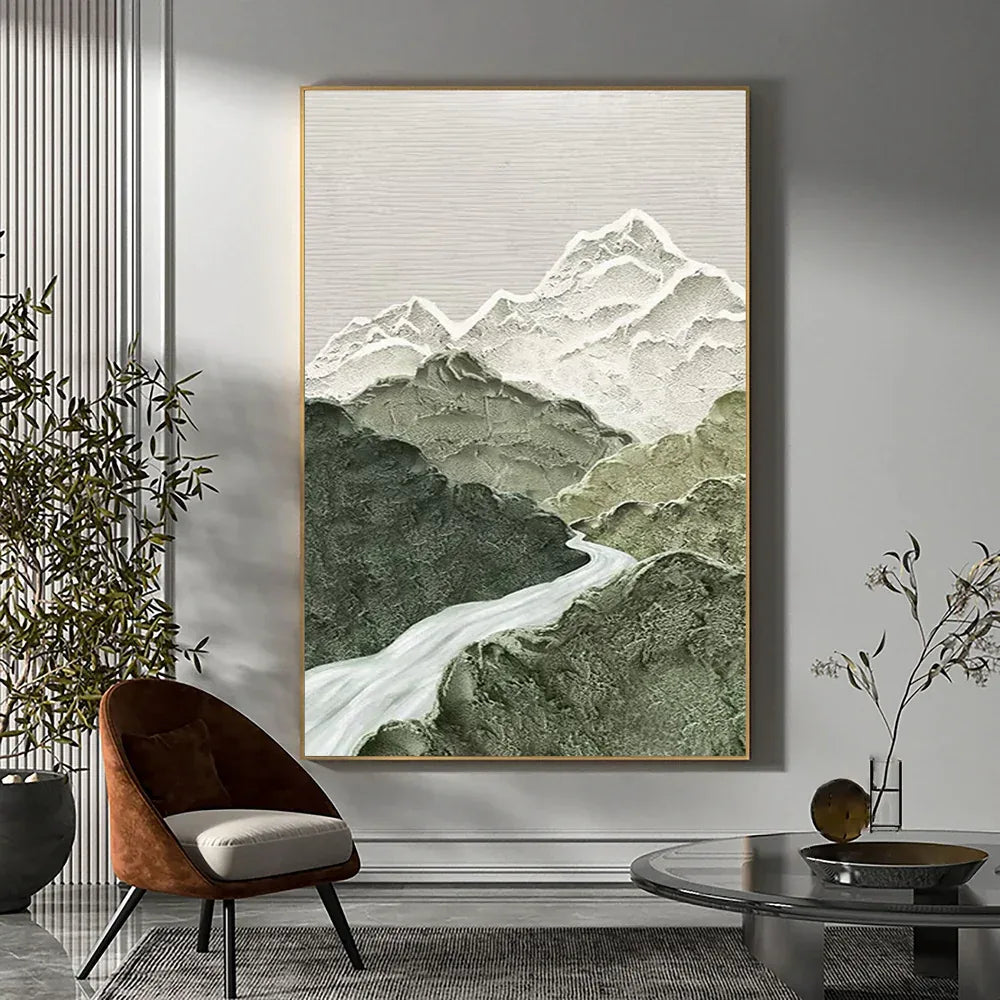 Misty Peaks-Modern Three-Dimensional Relief Texture Landscape Oil Painting Wall Art - artextured