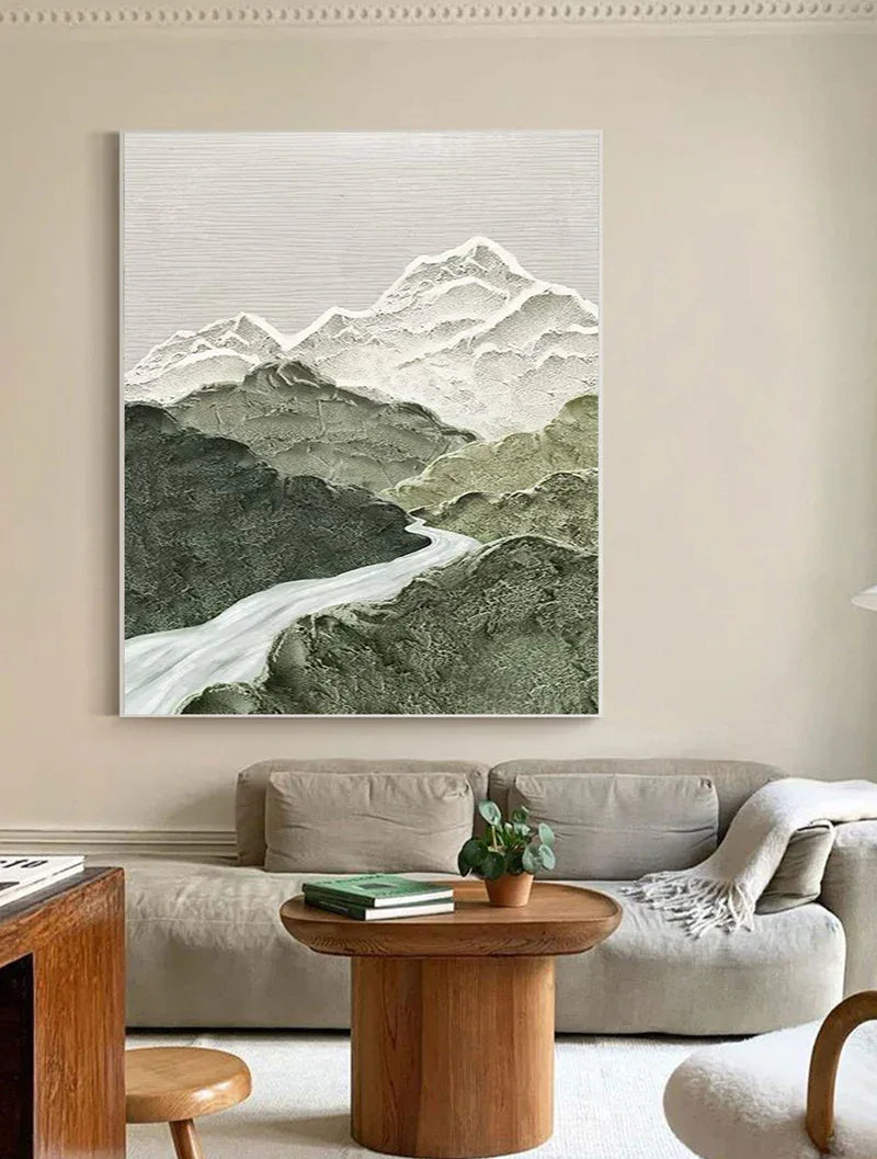 Misty Peaks-Modern Three-Dimensional Relief Texture Landscape Oil Painting Wall Art - artextured