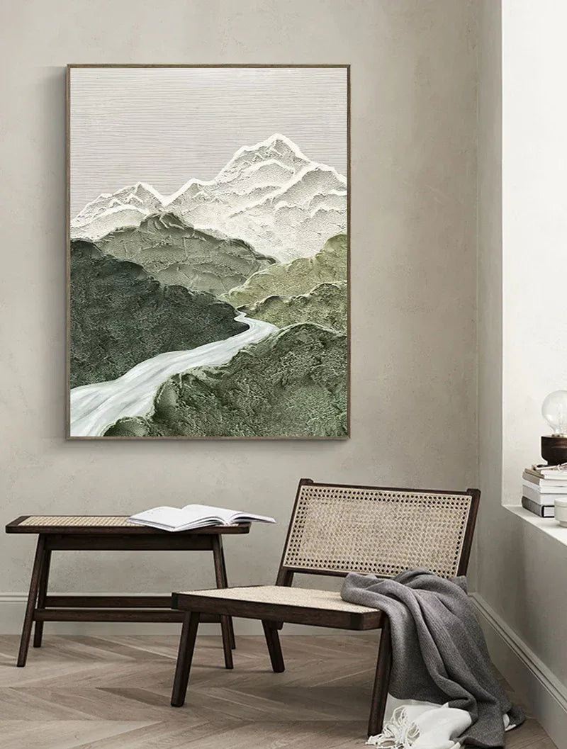 Misty Peaks-Modern Three-Dimensional Relief Texture Landscape Oil Painting Wall Art - artextured