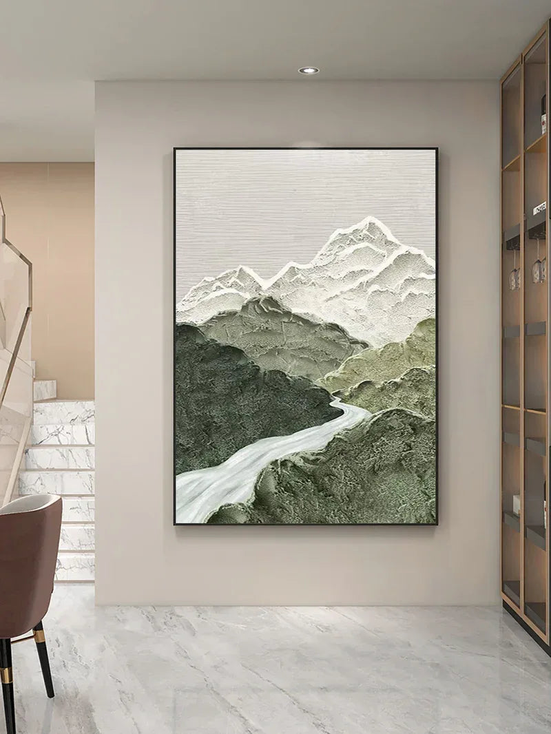 Misty Peaks-Modern Three-Dimensional Relief Texture Landscape Oil Painting Wall Art - artextured