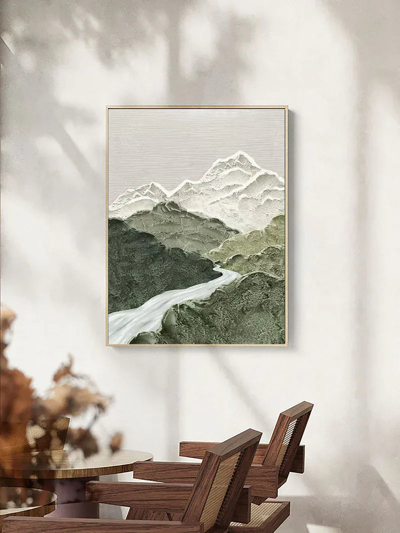 Misty Peaks-Modern Three-Dimensional Relief Texture Landscape Oil Painting Wall Art - artextured