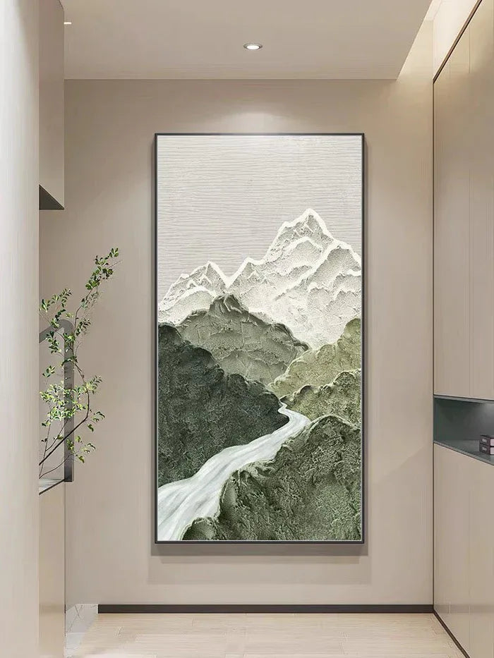Misty Peaks-Modern Three-Dimensional Relief Texture Landscape Oil Painting Wall Art - artextured